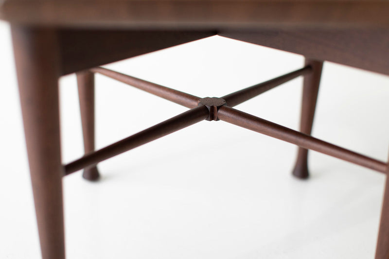 Angled view of the Lawrence Peabody walnut side table