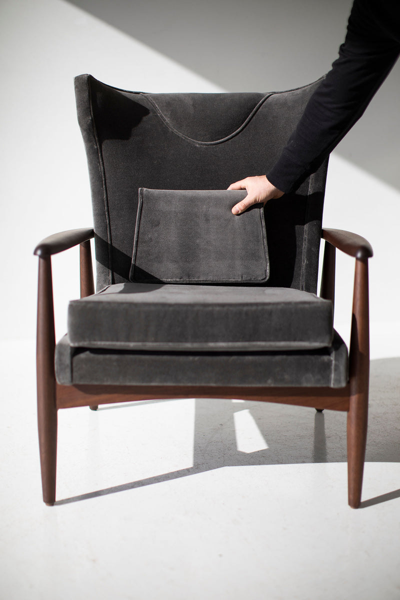 Modern luxury Peabody wing chair in a styled modern room