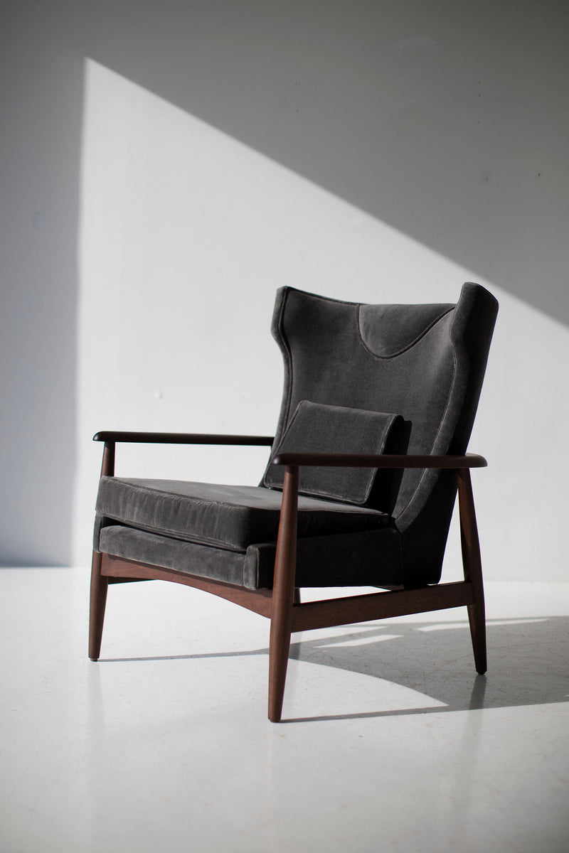 Detail of the upholstery stitching on the wing chair
