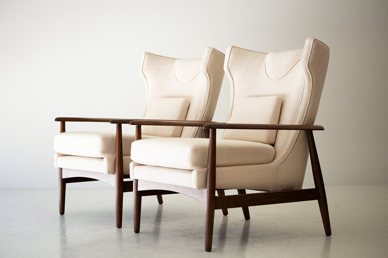Lawrence Peabody Wingback Lounge Chairs for Richardson Nemschoff