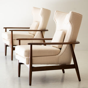 Lawrence Peabody Wingback Lounge Chairs for Richardson Nemschoff