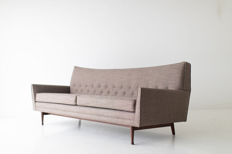 Side profile of the modern Peabody sofa in walnut