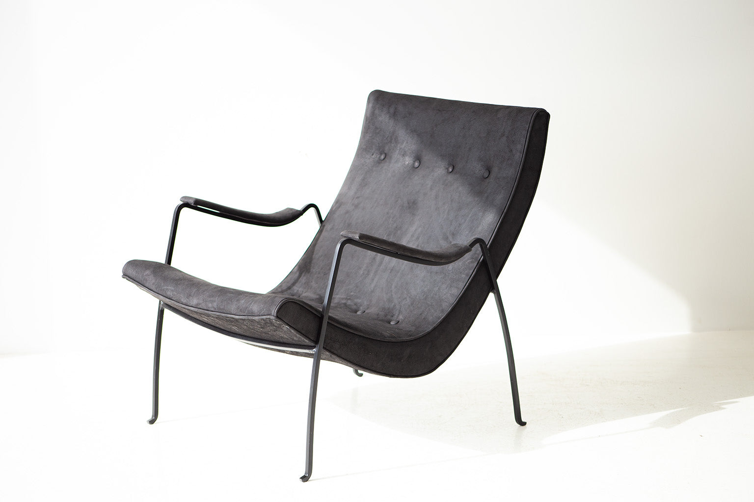 Milo Baughman Iron and Leather Lounge Chair for Thayer Coggin