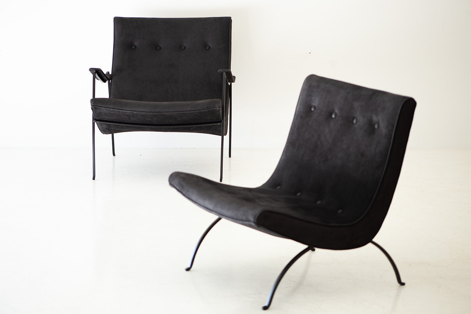 Milo Baughman Leather Scoop Lounge Chair for Thayer Coggin