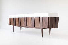Modern walnut credenza by Craft Associates Furniture, front view