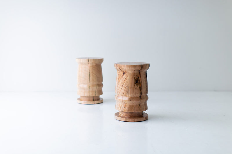 Hand-turned maple surface up close