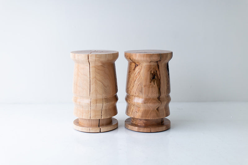 Modern luxury maple end table in a bright interior