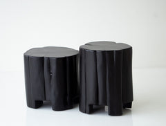 Several cedar stumps grouped as a coffee table