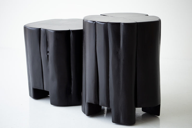 The Cavern modern side table in a bright organic modern interior