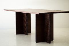Modern luxury black walnut dining table, the Cicely by Bertu Home, front view