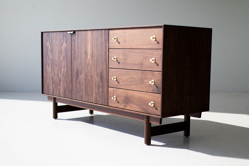 Modern luxury walnut Peabody credenza by Craft Associates®, front view