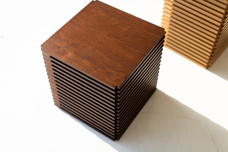 Walnut Cicely end table photographed at an angle
