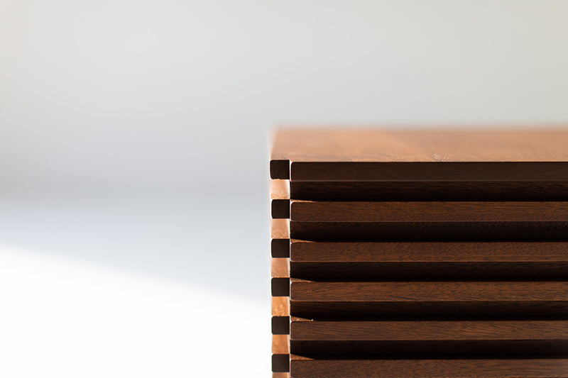 Matte commercial-grade finish on walnut