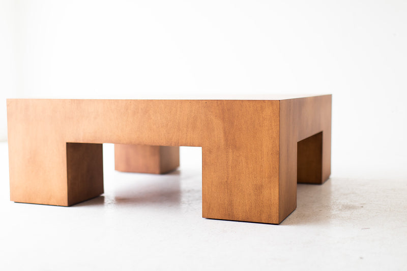 Mondo modern luxury white oak coffee table by Bertu Home, front view
