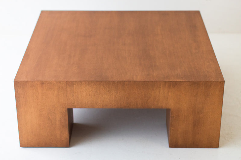 Side profile of the modern luxury Mondo white oak coffee table