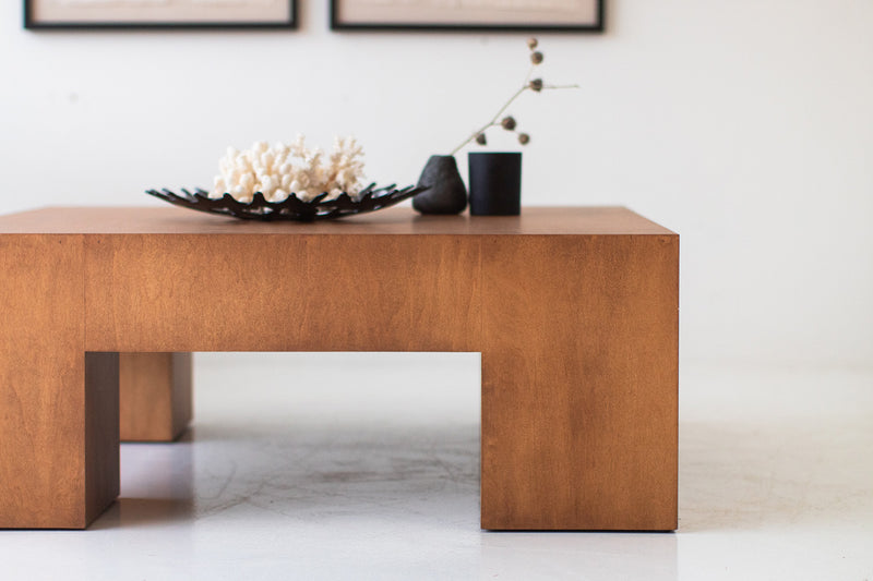 Modern luxury Mondo white oak coffee table shown from above