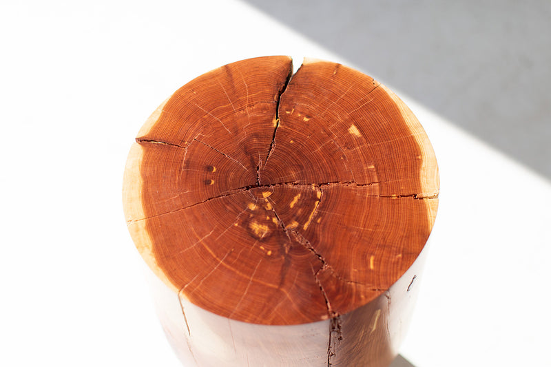 Side profile of the Morocco cedar side table