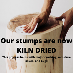 Informational graphic noting that Bertu Home stumps are kiln dried