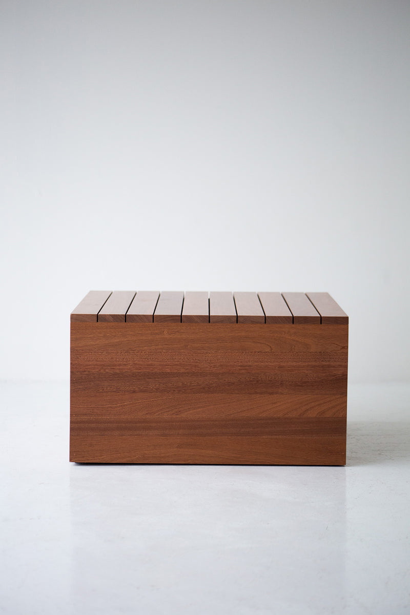 Exterior commercial-grade finish on the mahogany slats