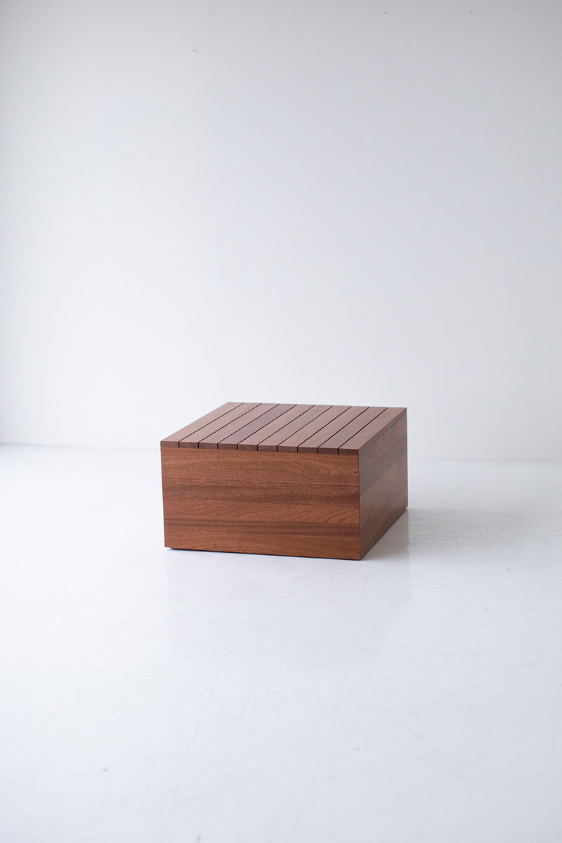 Overhead view of the slatted end table
