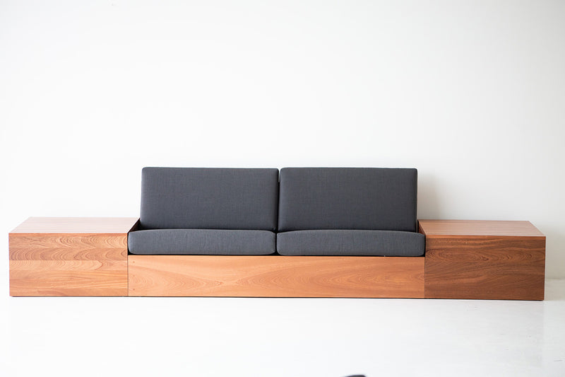 Close-up of the outdoor performance fabric cushions