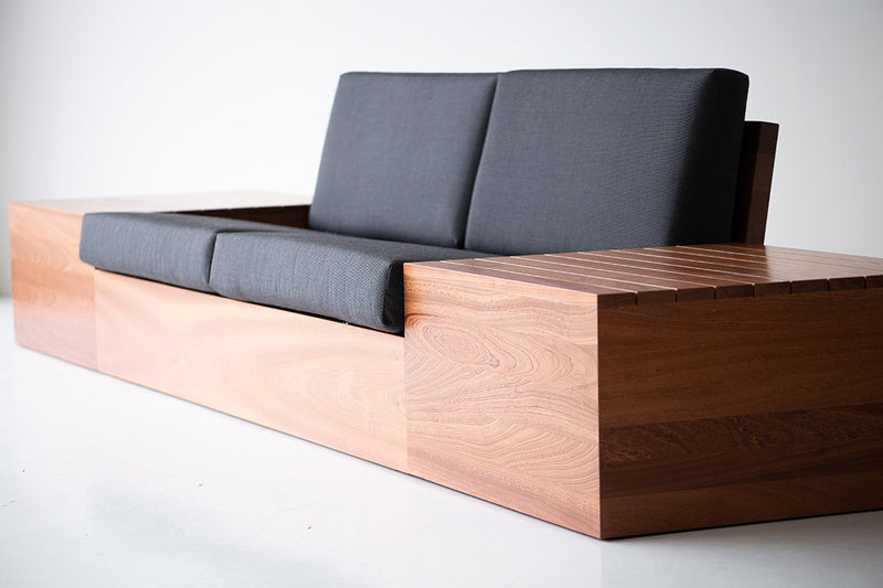Side profile of the Bali sofa with side tables