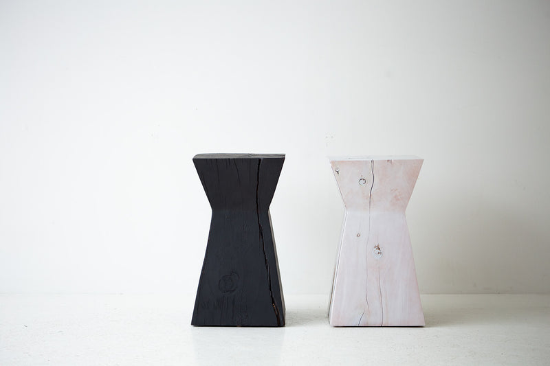 The Sol maple stump table photographed at an angle
