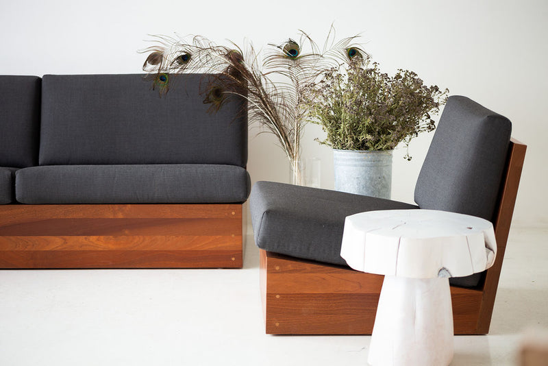 The Summit whitewash stump side table shown from above
