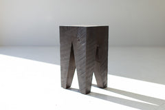 Modern luxury maple side table in a bright organic modern interior