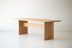 Modern luxury Toko dining table in solid white oak, front view