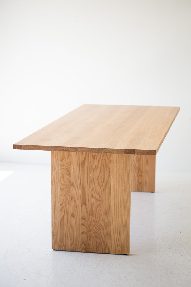 Top-down view of the white oak tabletop
