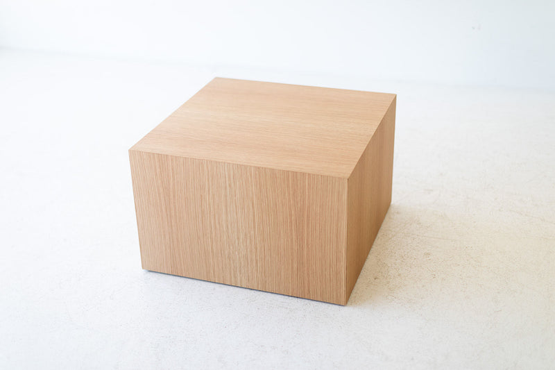 Modern luxury white oak side table by Bertu Home, front view