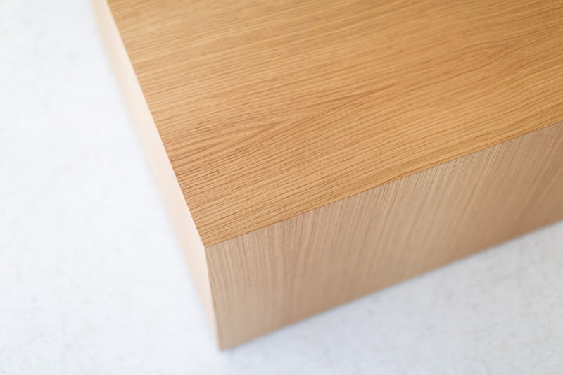 Detail of the mitered box joinery in white oak