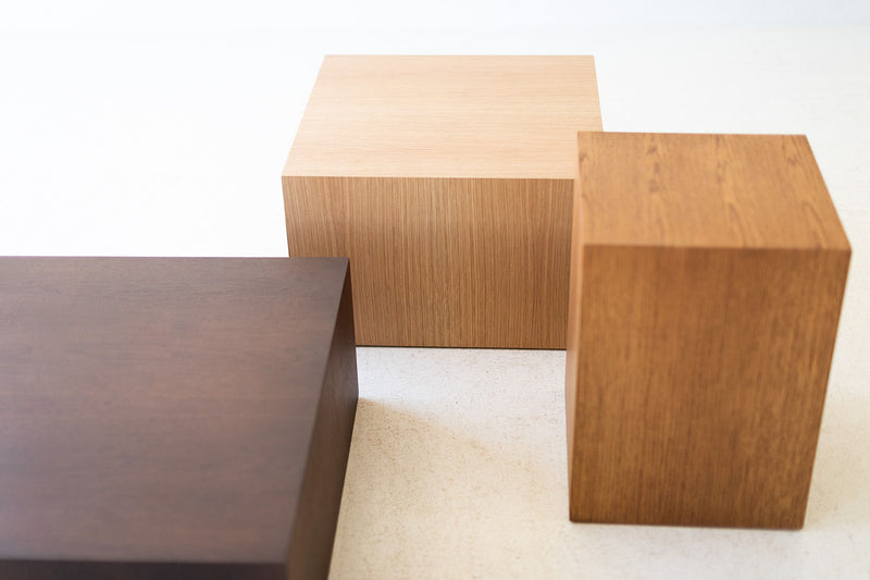 White oak side table shown from above