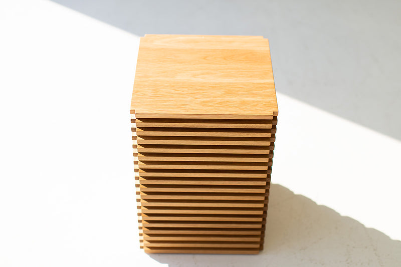 White oak Cicely side table photographed at an angle
