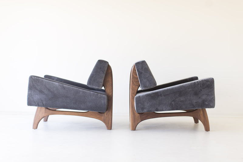 Modern luxury velvet lounge chair styled in a modern living room