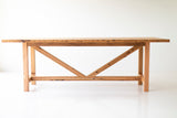 Modern luxury solid oak farmhouse dining table by Bertu Home, front view