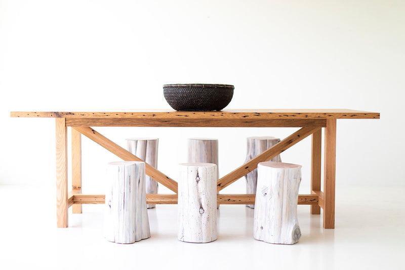 Side profile of the modern luxury oak farmhouse dining table
