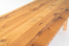 Modern luxury oak farmhouse dining table styled in a dining room