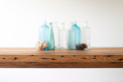 Close-up of the solid oak legs on the modern luxury farmhouse table