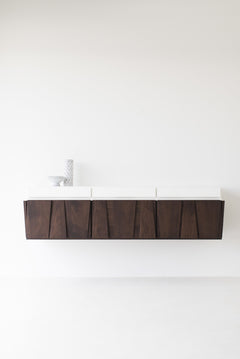 Side profile of the floating walnut credenza