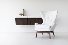 Detail of the door pulls on the floating credenza