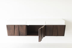 Craft Associates floating credenza in a modern living room vignette
