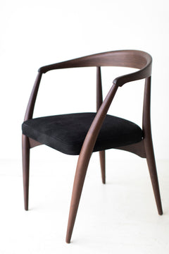 Side profile of the Lawrence Peabody walnut dining armchair