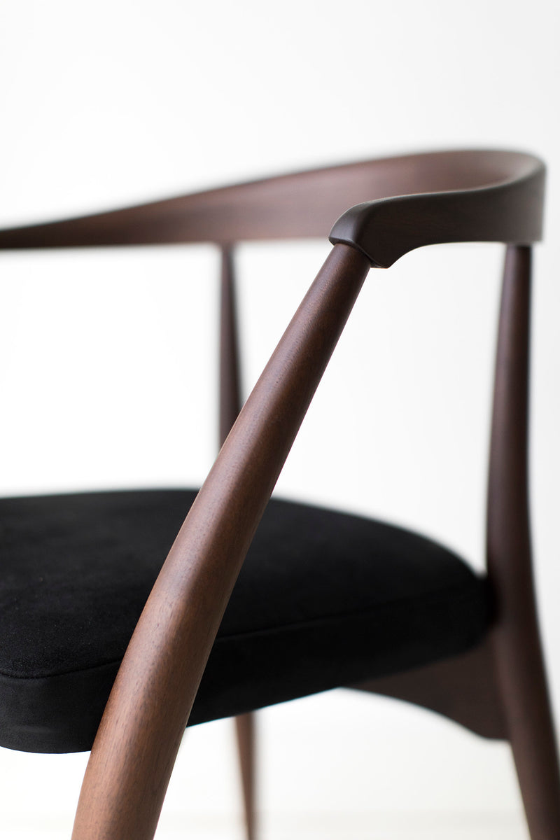 Set of Lawrence Peabody dining chairs styled around a table