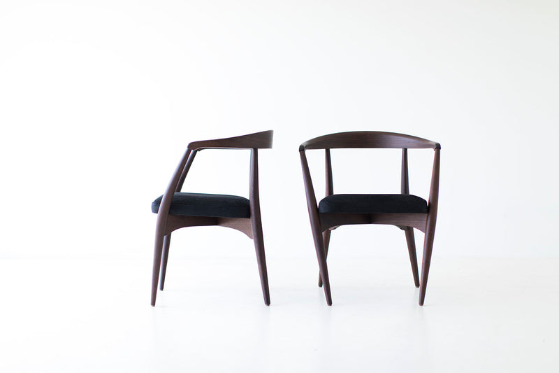 Angled view of the Lawrence Peabody walnut armchair