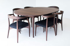 Close-up of the hand-steamed walnut frame joinery on the Peabody chair