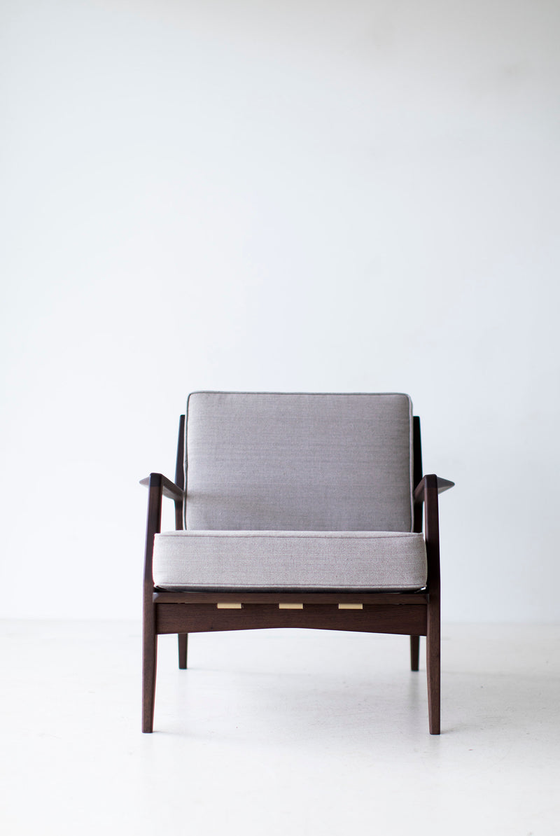 Close-up of the high-density foam and fabric upholstery on the Peabody chair