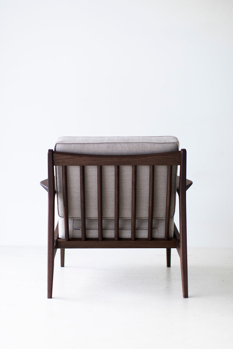 Peabody lounge chair styled in a mid-century modern living room