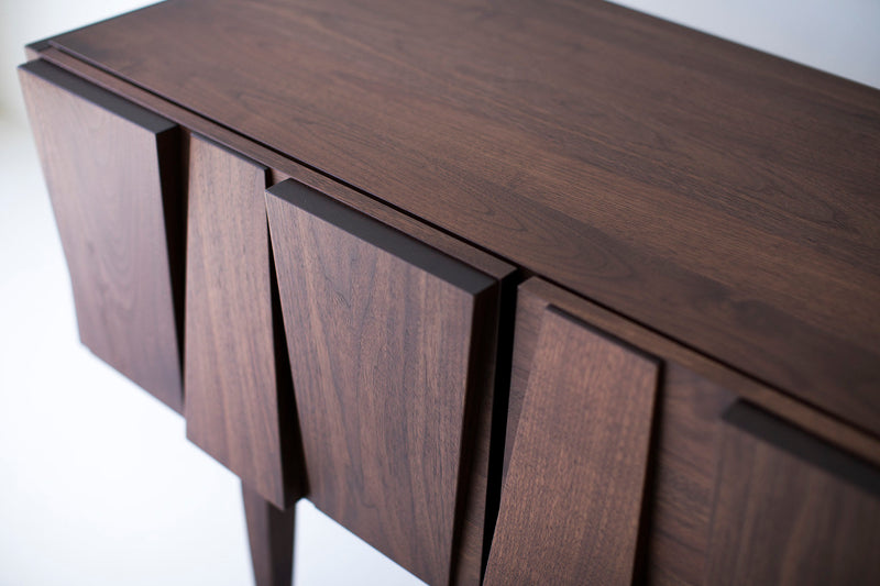 Side profile of the modern walnut console